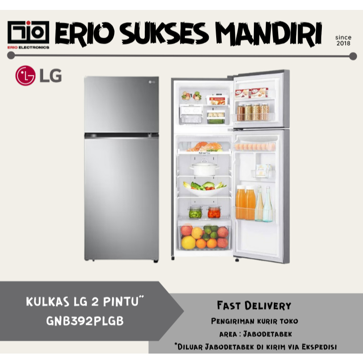 LG GN-B392PLGB KULKAS 2 PINTU GNB392PLGB GNB392 GN-B392 392PLGB