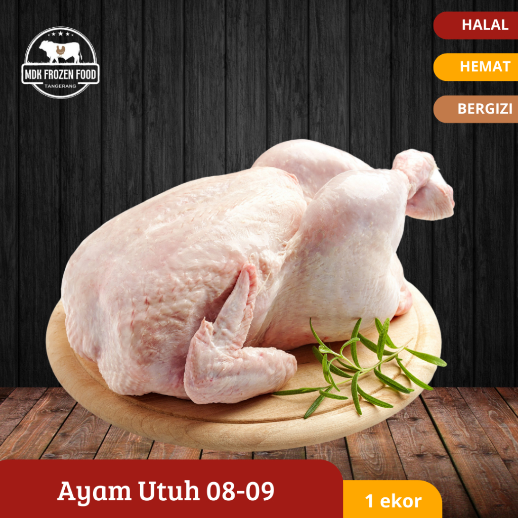 

Ayam Broiler Karkas Utuh Frozen | Whole Free-Range Chicken 1 ekor Ukuran 800-900 gr