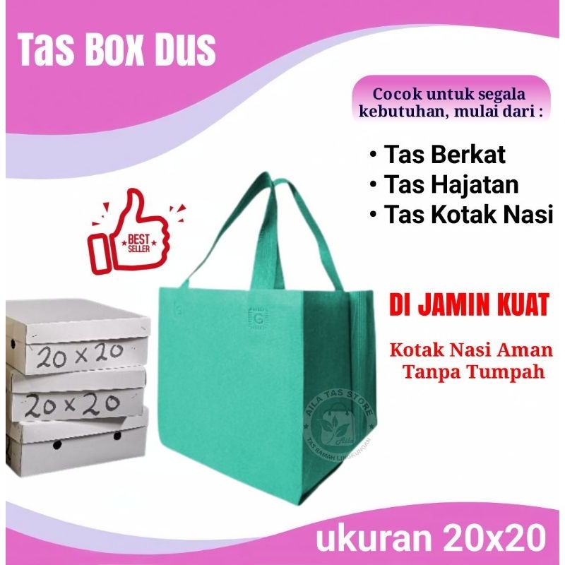 

( 12 PCS ) Tas Box Dus pres 20x20 | Tas Kotak Nasi | Tas Box Hajatan Harga Per Lusin
