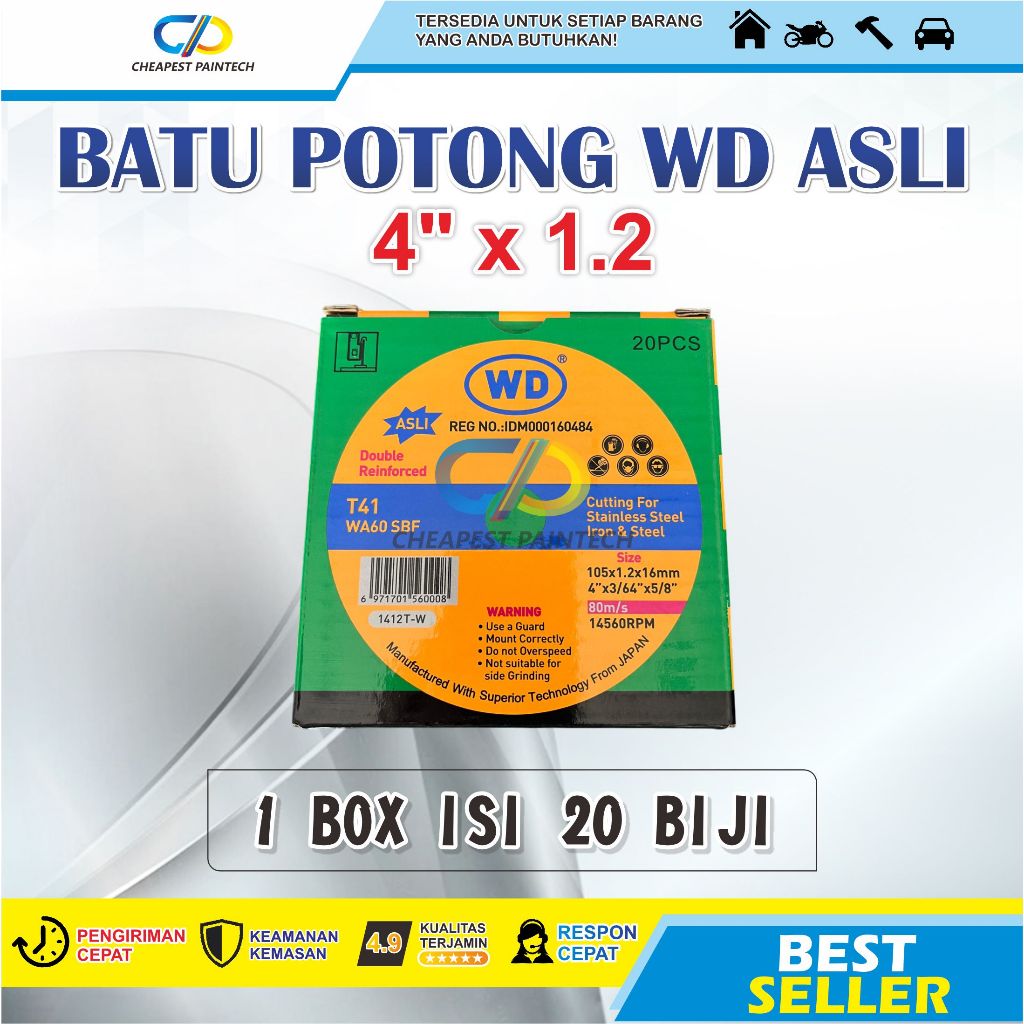 [1 PACK] WD gerinda potong 1 box pack / batu gerinda potong WD / batu potong WD / WD 4 / WD cutting