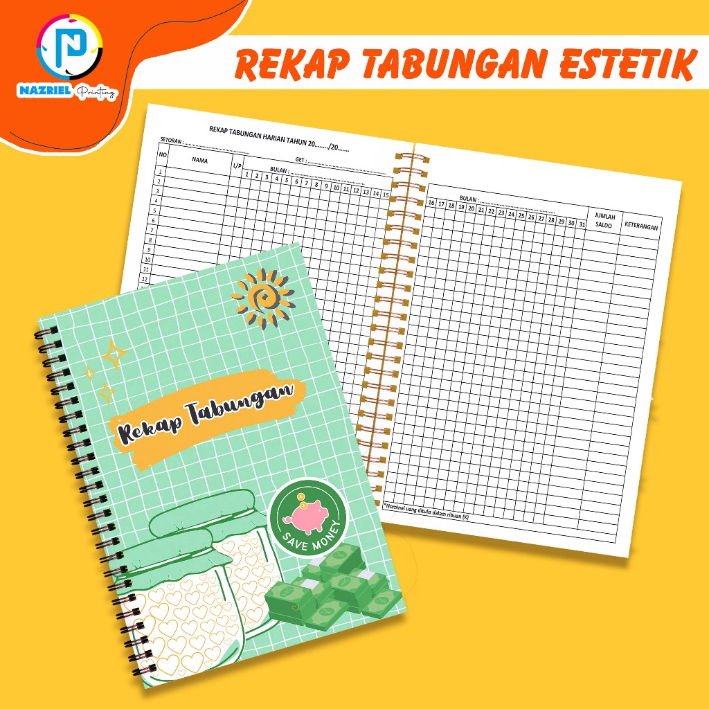 

(NON CUSTOM) BUKU REKAP TABUNGAN ESTETIK AESTHETIC HARIAN A4/B5/A5 JILID SPIRAL
