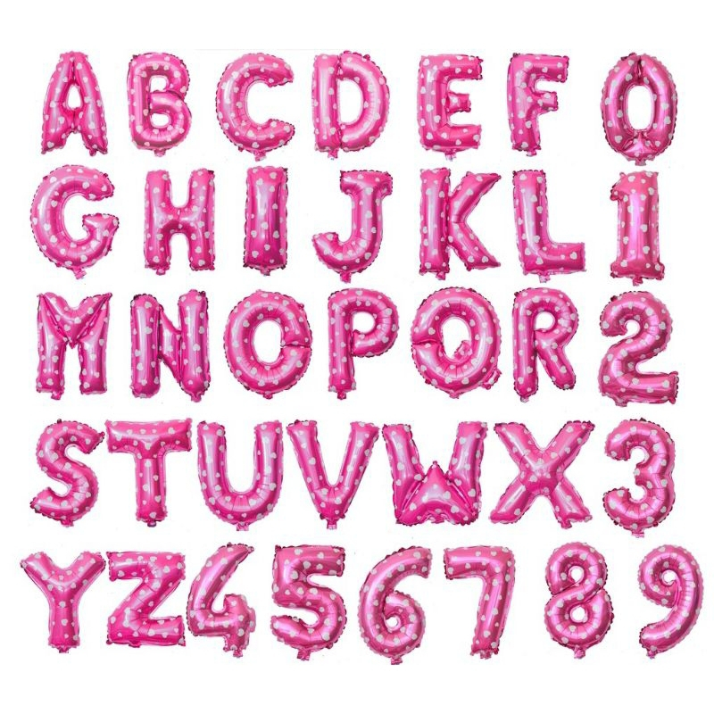 Balon Foil Huruf Pink Abjad Alphabet A-Z / Balon Foil Angka Ukuran 40