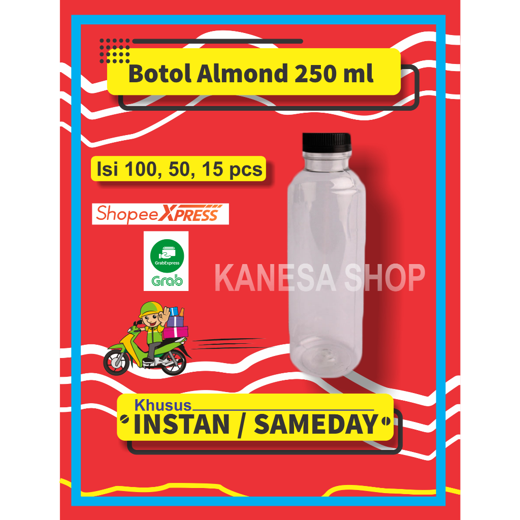 [INSTAN/SAMEDAY] Botol Almond 250 ml / Botol Plastik Almond 250 ml / Botol Plastik 250ml