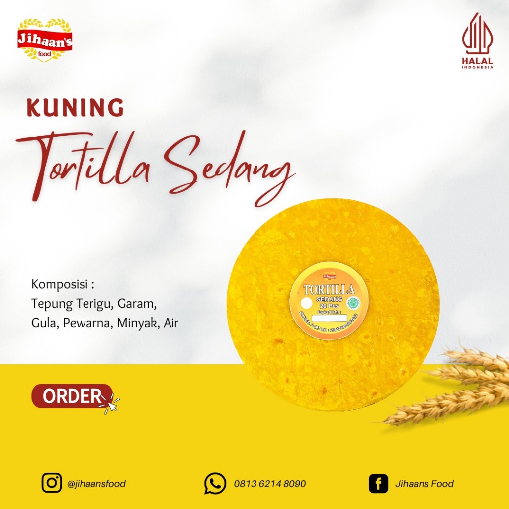 

Kulit Kebab - Tortilla Warna Kuning 20 Pcs - Jihaan's Food Medan