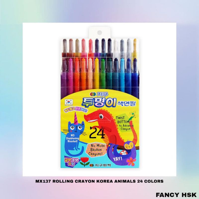 

KOREA ROLLING CRAYON ANIMALS 24 COLORS MX137