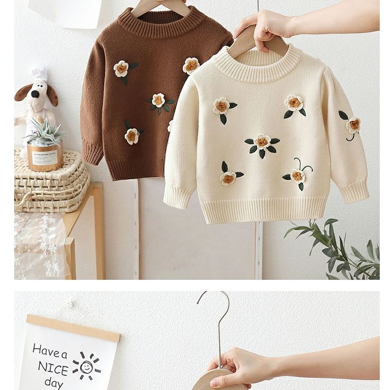 DAISY SWEATER - Kardigan Anak Korea Musim Dingin Bunga Floral Baju Hangat