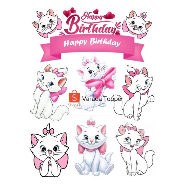Topper MARIE CAT | Hiasan Kue Ultah Tema MARIE CAT Bisa Request nama