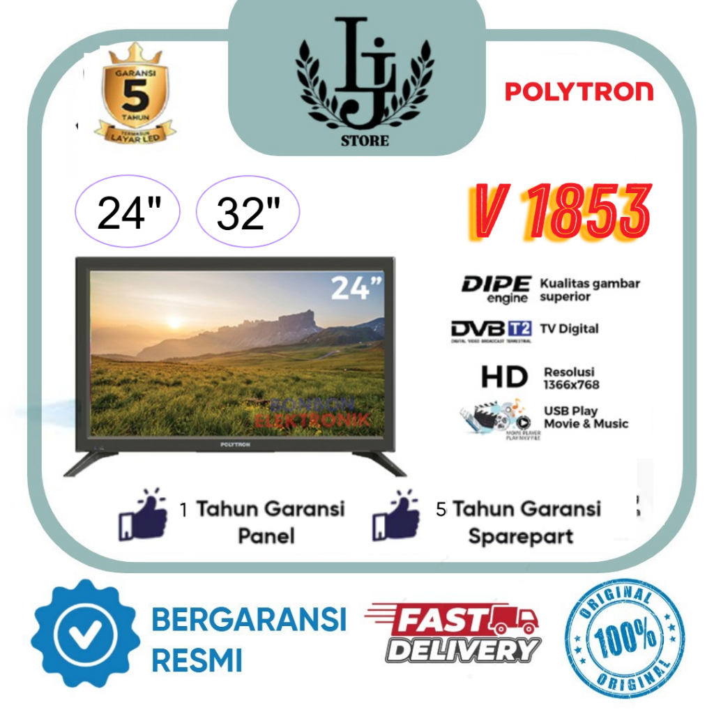 TV LED Polytron 24V1853 / 32V1753/1853 LED Polytron 32 Inch Digital TV Polytron