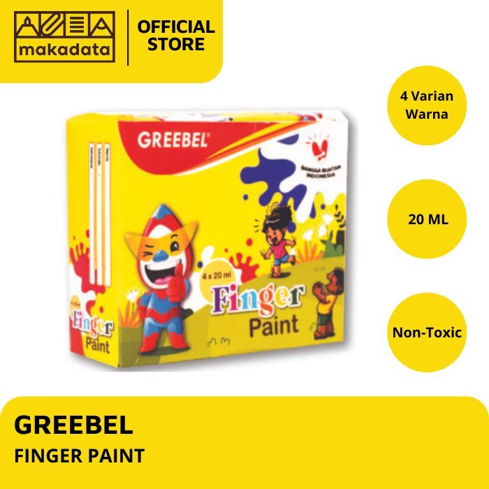 

GREEBEL FINGER PAINT 4 WARNA 20 ML (1 SET) MURAH