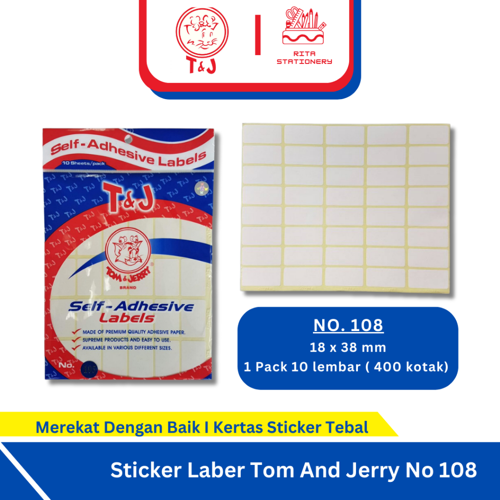 

Label Stiker Tom And Jerry No 108 (18x38 mm) untuk Stiker Harga Tebal - Pack