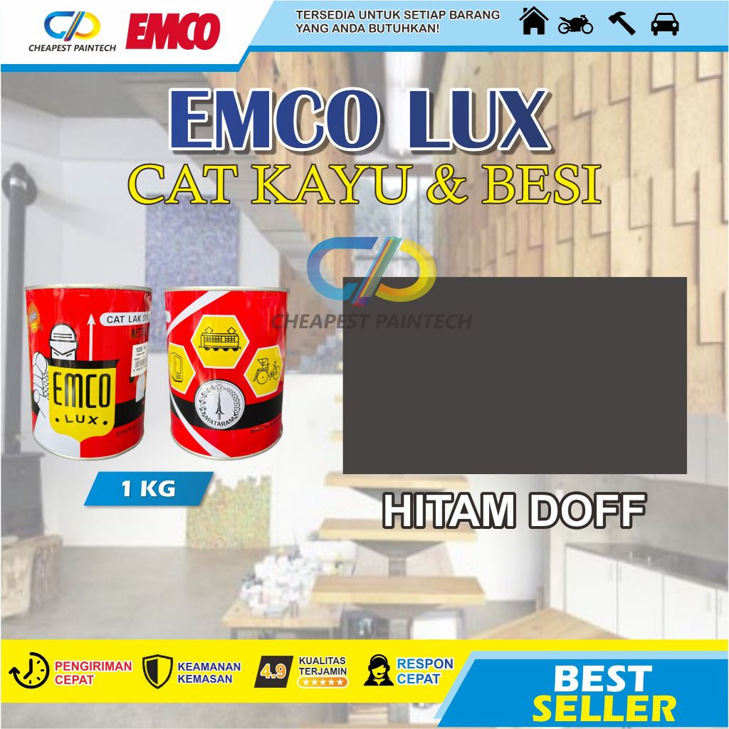 EMCO CAT KAYU DAN BESI 1 KG hitam doff