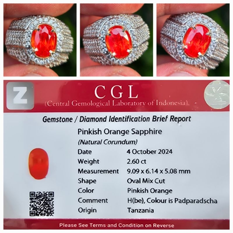 Natural Pinkish Orange Sapphire Memo 2.60 crt