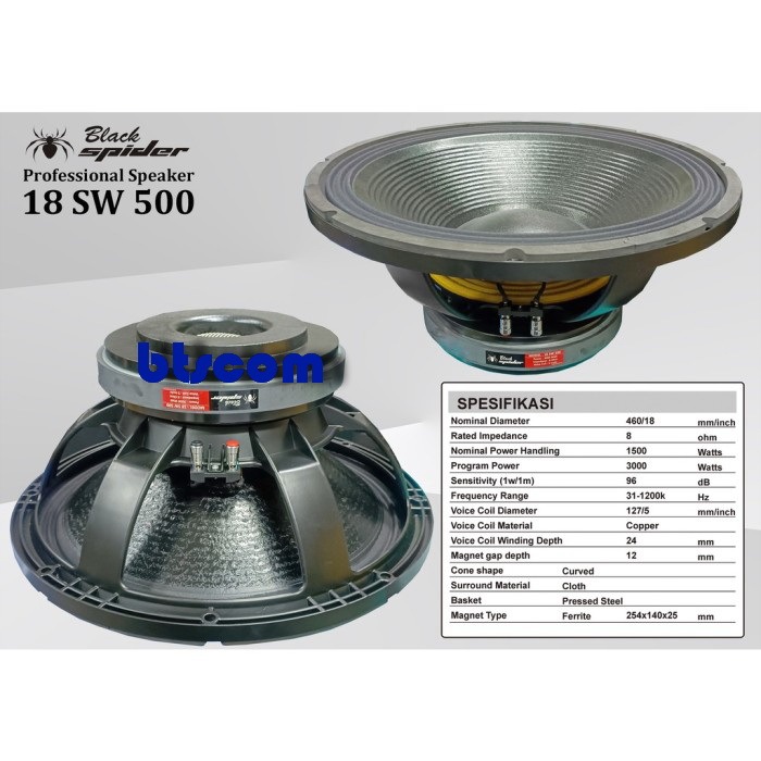 Bs 18 Sw 500 Speaker Komponen Black Spider - 18 Inch  Ready