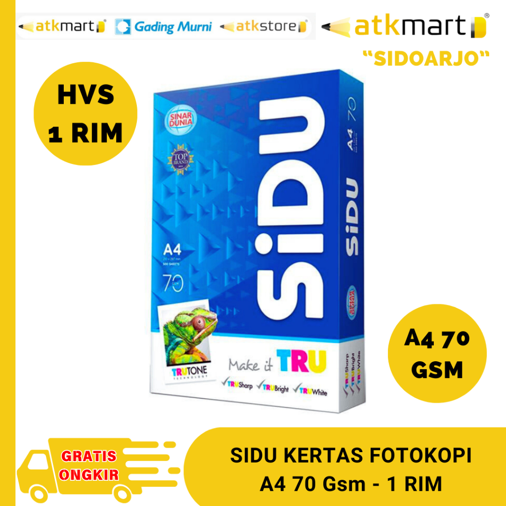 

Kertas HVS A4 Print Fotocopy A4 70/75 gsm - 1 RIM 500 Lembar