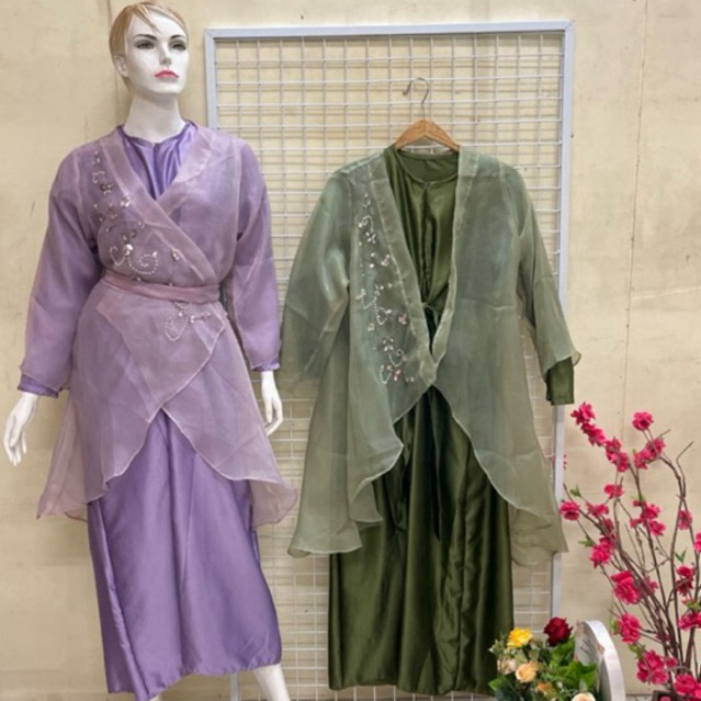 GAMIS ORGANZA SATIN MODEL KIMONO PAYET
