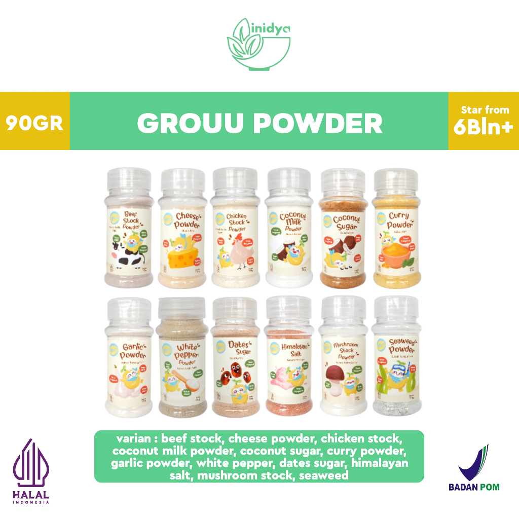 

Grouu Kaldu Mpasi 90gr - Kaldu Anak | Kaldu Bayi Non MSG | Santan Mpasi | Garam Anak | Organik ( Kaldu Ayam | Kaldu Sapi | Garam Himalayan | Gula Mpasi | Coconut SUgar | Coconut Cream)