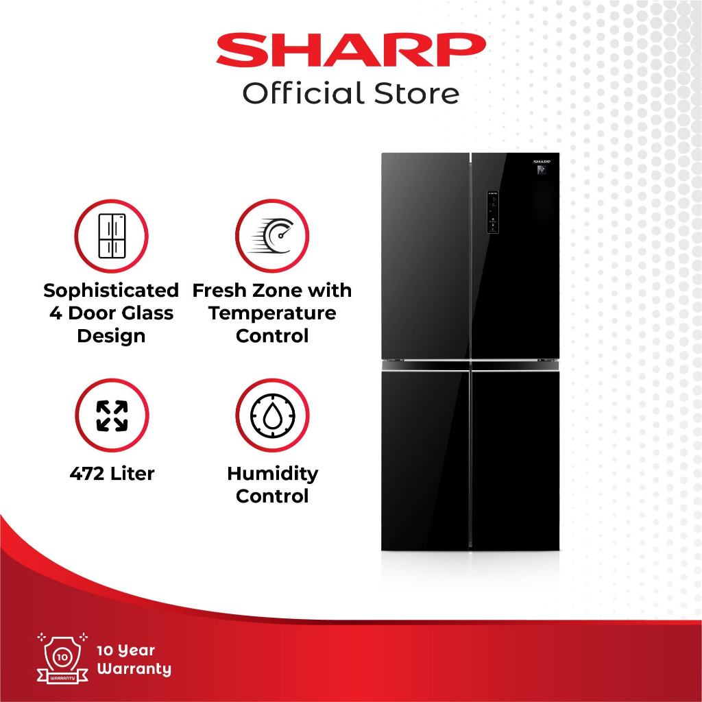 Sharp Refrigerator - Kulkas 4 Pintu 472 L Queen Compact Series - SJ-IF51PG-BK