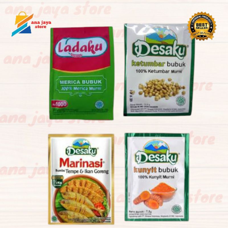 

Bumbu dapur bumbu bubuk berbagai macam ladaku | kunyit | ketumbar | marinasi 1 renteng isi 12 pcs semua varian