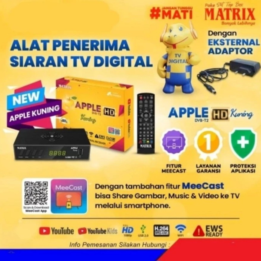 STB Set Top Box MATRIX DVB - T2 APPLE Kuning