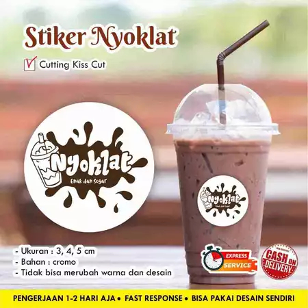 

Stiker NYOKLAT cromo / Stiker kemasan minuman / cup / logo