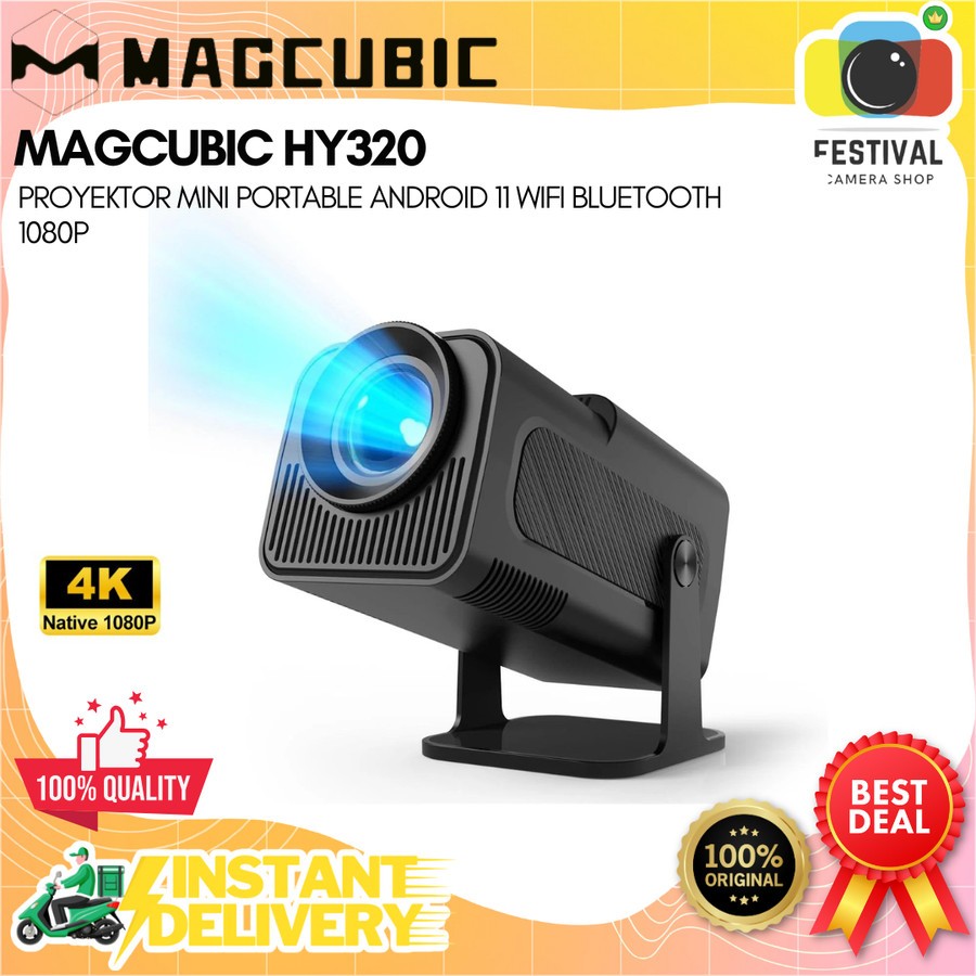 MAGCUBIC HY320 Proyektor Mini Portable Android 11 WiFi Bluetooth 1080P - HY320 - Black