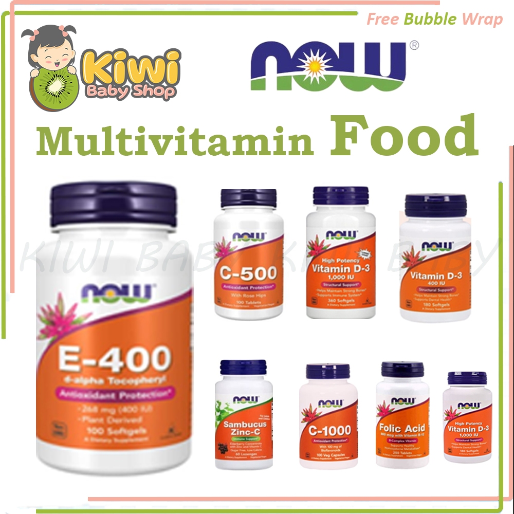 NOW Vitamin C-500 / C-1000 / D-3 1000 / D-3 400 IU / Multivitamin Food