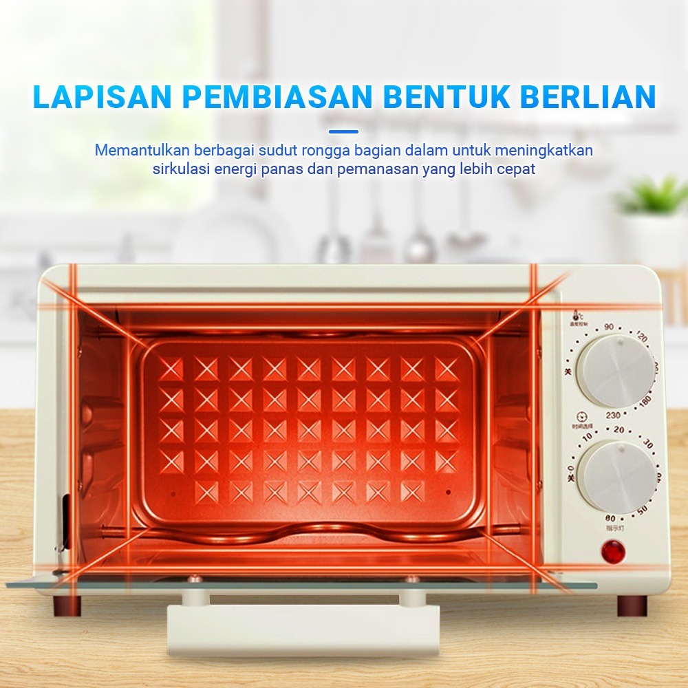 Oven Listrik 12 Liter Panggang kue 640 Watt Multifungsi low watt