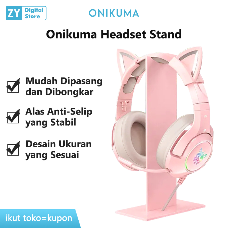 Onikuma Headset Stand Pink Menghemat Ruang Headphone Stand Cantik untuk Perempuan