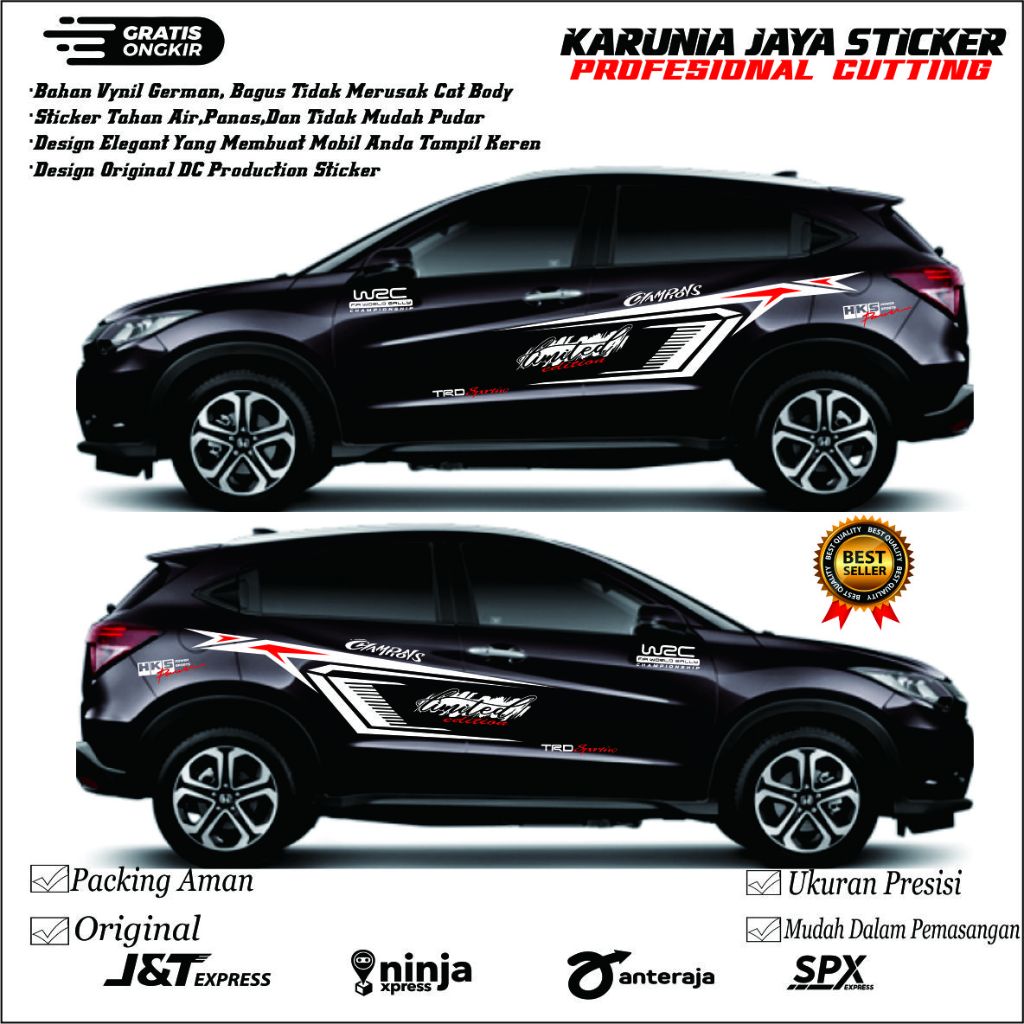 Sticker stiker mobil hrv sticker list stripe mobil honda hrv brv