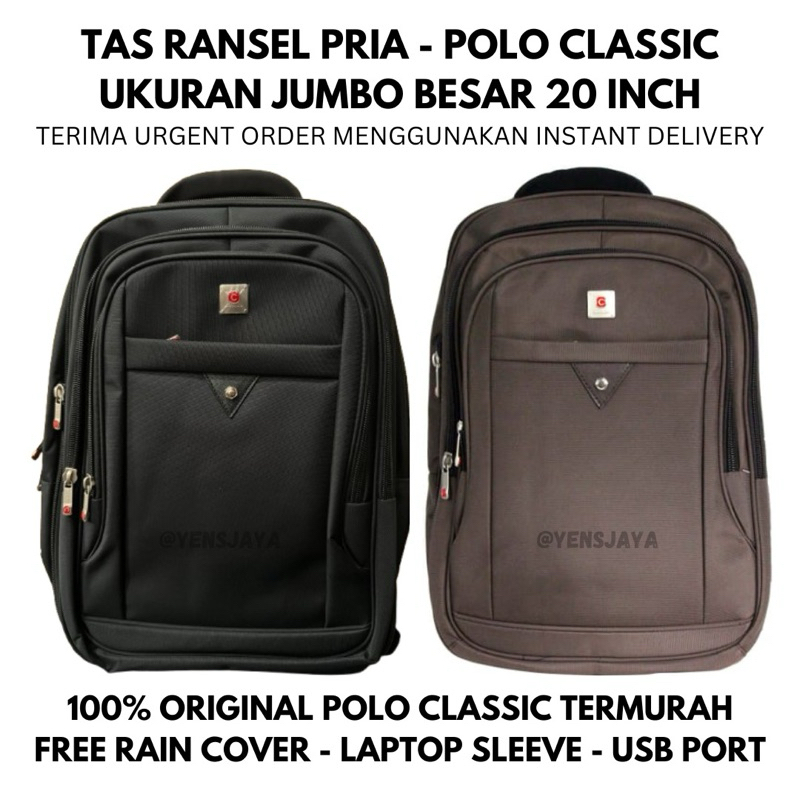 TAS RANSEL POLO CLASSIC JUMBO 20 INCH / TAS RANSEL JUMBO / TAS PRIA TAS PUNGGUNG TAS JUMBO / RANSEL 