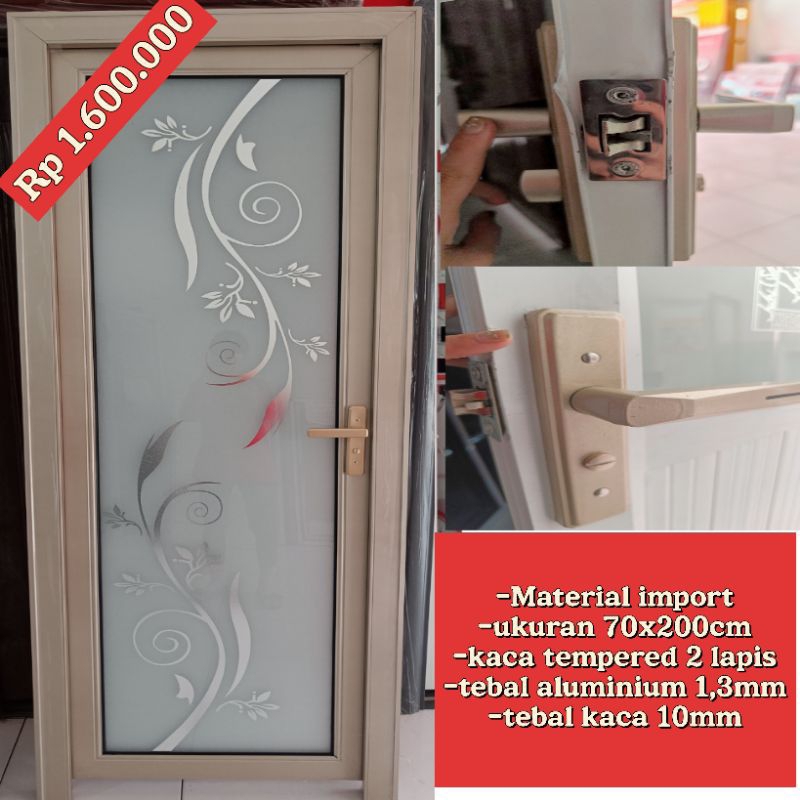 Pintu kamar mandi aluminium 70x200cm