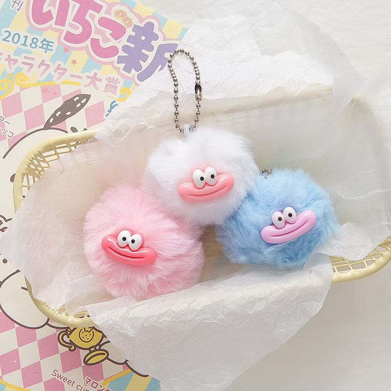 Gantungan Kunci Boneka Monster Bulu Lucu Aesthetic | Keychain | Gantungan Tas | Berhadiah Gratis | G