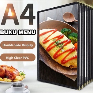 

KODE I47K A4 Buku Menu Restoran Kulit Cover Pelindung Menu Cover Menu a4 Sampul Buku RestoHitam 4 halaman