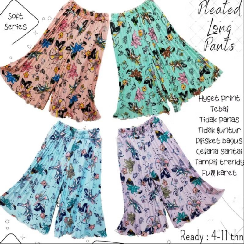 DVSTORE - Celana Plisket Panjang Anak Usia 1-12 Tahun Kulot Premium Motif Bunga Kembang Cantik