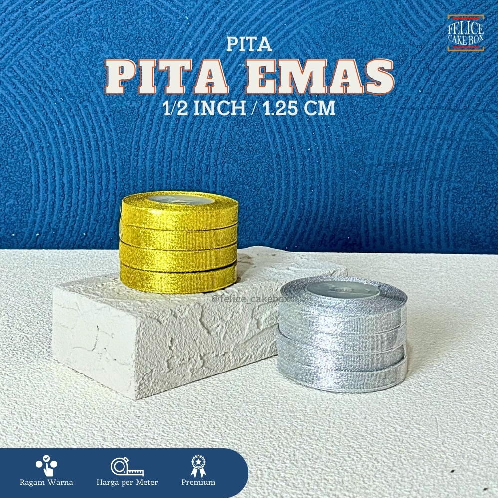 

PITA EMAS SILVER 1/2 INCH / 1.25 CM **PER METER**