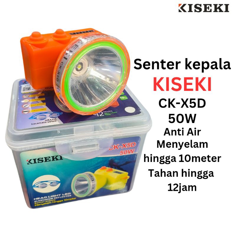 Senter Kepala Selam Kiseki CK-X5D Free Kacamata Renang / Headlamp Diving Kiseki 50w 50watt CK X5D
