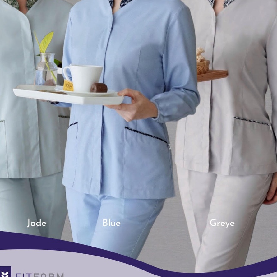 Potongan Seragam Suster FITFORM BATIK Mandarin Collar Lengan Panjang Celana Panjang