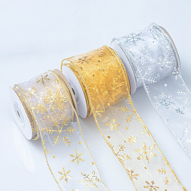 

BeadsBaby88 Pita Organza Motif Gold and Silver Snow Flakes size 6cm Premium Quality bahan best quality super lembut cocok untuk dibuat jepit rambut anak, acc fashion lain atau bahan untuk buat bunga