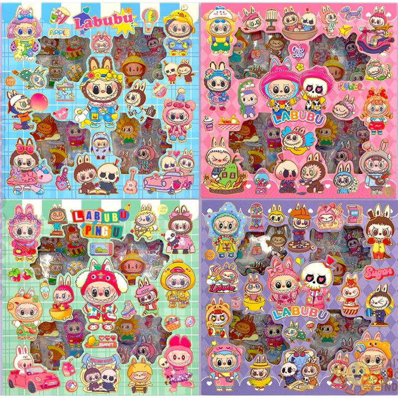 

100 Lembar Stiker Motif LABUBU Sanrio Momo Kartun Korea Lucu Anti Air Dekorasi Handbook Scrapbook