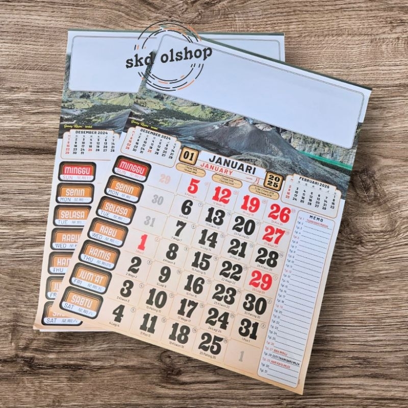 

kalender kerja jumbo 2025 BO full colour gambar 12 lembar 1 bulanan ukuran 48x64 cm(terima castume cetak merek)