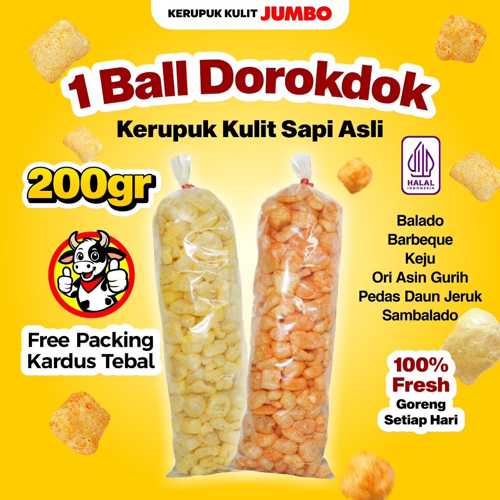 

1 BALL KERUPUK KULIT SAPI ASLI 200GR DOROKDOK VIRAL ENAK MURAH GURIH HALAL RENYAH