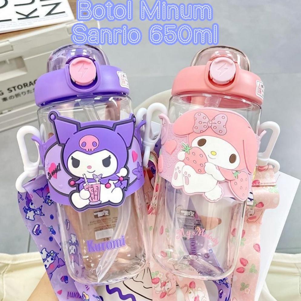 Buruan Dapetin BOTOL MINUM ANAK SANRIO BOTOL MINUM VIRAL ANAK SEKOLAH TK SD TRITAN TALI SEDOTAN 65ML