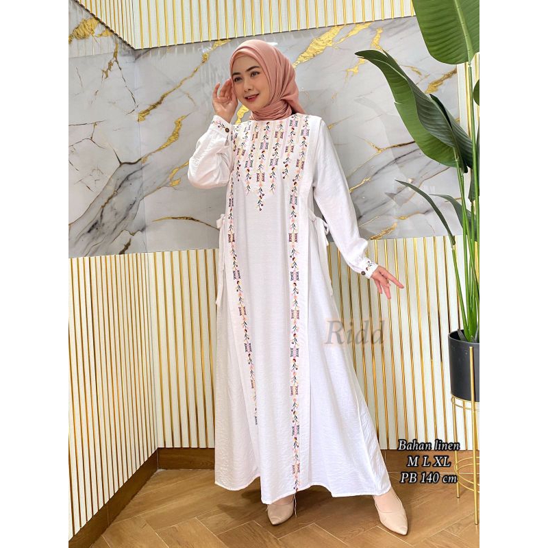 Ridd Gamis Toyobo Bordir - Gamis Linen Bordir - Gamis pesta - Gamis harian - Gamis Bordir
