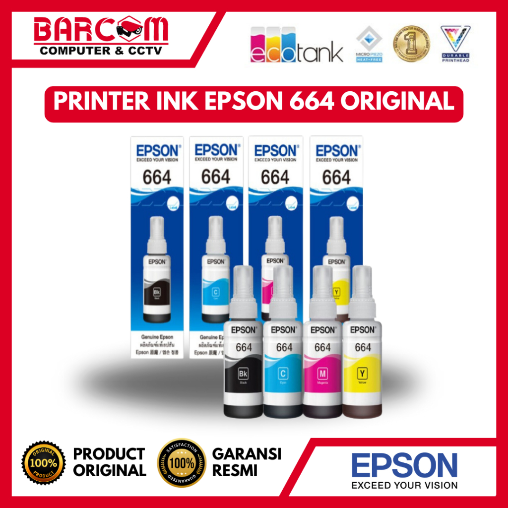 [ORIGINAL] TINTA EPSON 664 C/M/Y/K PRINTER - ORIGINAL RESMI EPSON