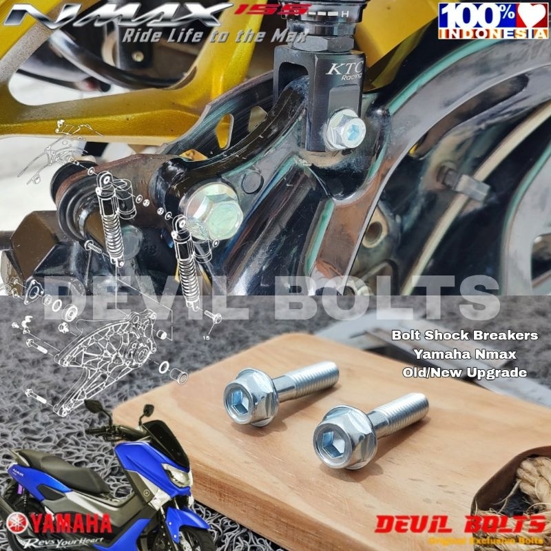 Baut Shock Breakers Belakang Yamaha Nmax Old/Allnew Nmax (Mode Dua Kunci) Baja Hardnes
