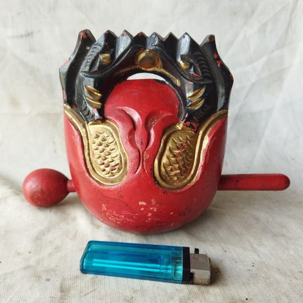 Pajangan Vintage Mu Yu Kentongan Kayu Oriental