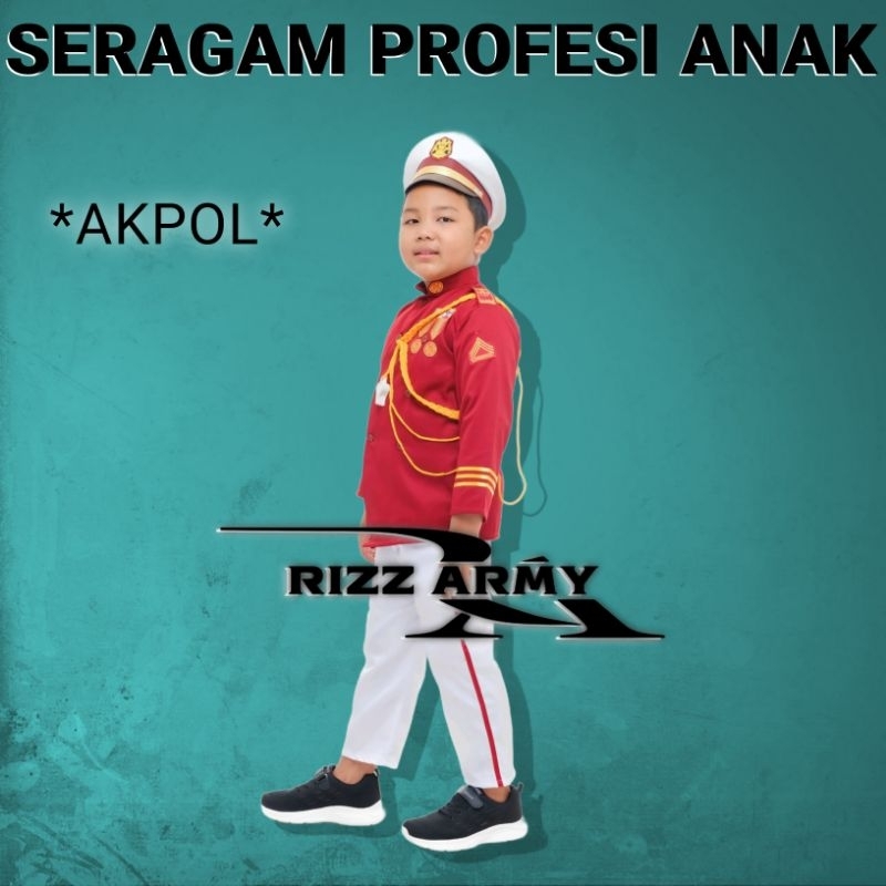 FREE ONGKIR SERAGAM AKPOL ANAK/KOSTUM AKPOL ANAK/BAJU PROFESI AKPOL/BAJU PROFESI ANAK/KOSTUM