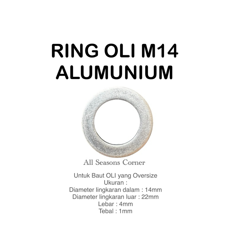 RING OLI ALUMUNIUM M14 / BAUT 19 / RING PEMBUANGAN OLI OVERSIZE