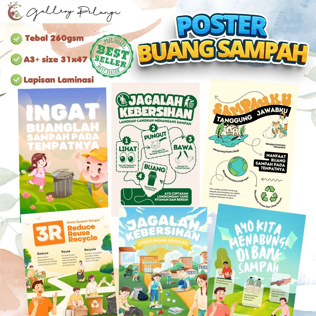 

Poster Dilarang Buang Sampah Sembarangan Jagalah Kebersihan Wipe Clean A3