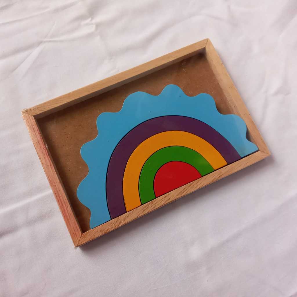 Balok Pelangi Kayu Edukatif Mainan Anak Montessori Susun Warna Rainbow Wooden Toy PAUD TK